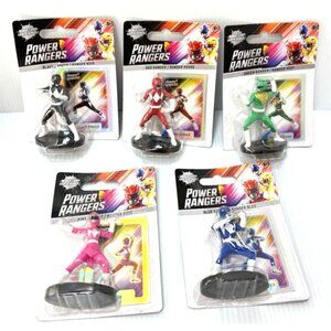 Power Rangers Complete Set Mini Figurine Action Figure Toys, 6pc Yellow Blue Red